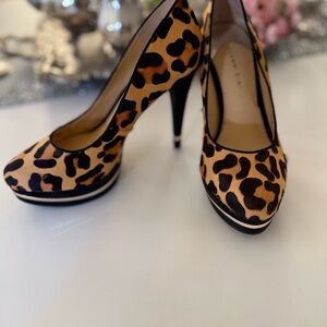 Gianni Bini Leopard Print Platform Stiletto Pumps - Tan & Black